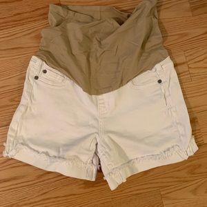 White maternity shorts